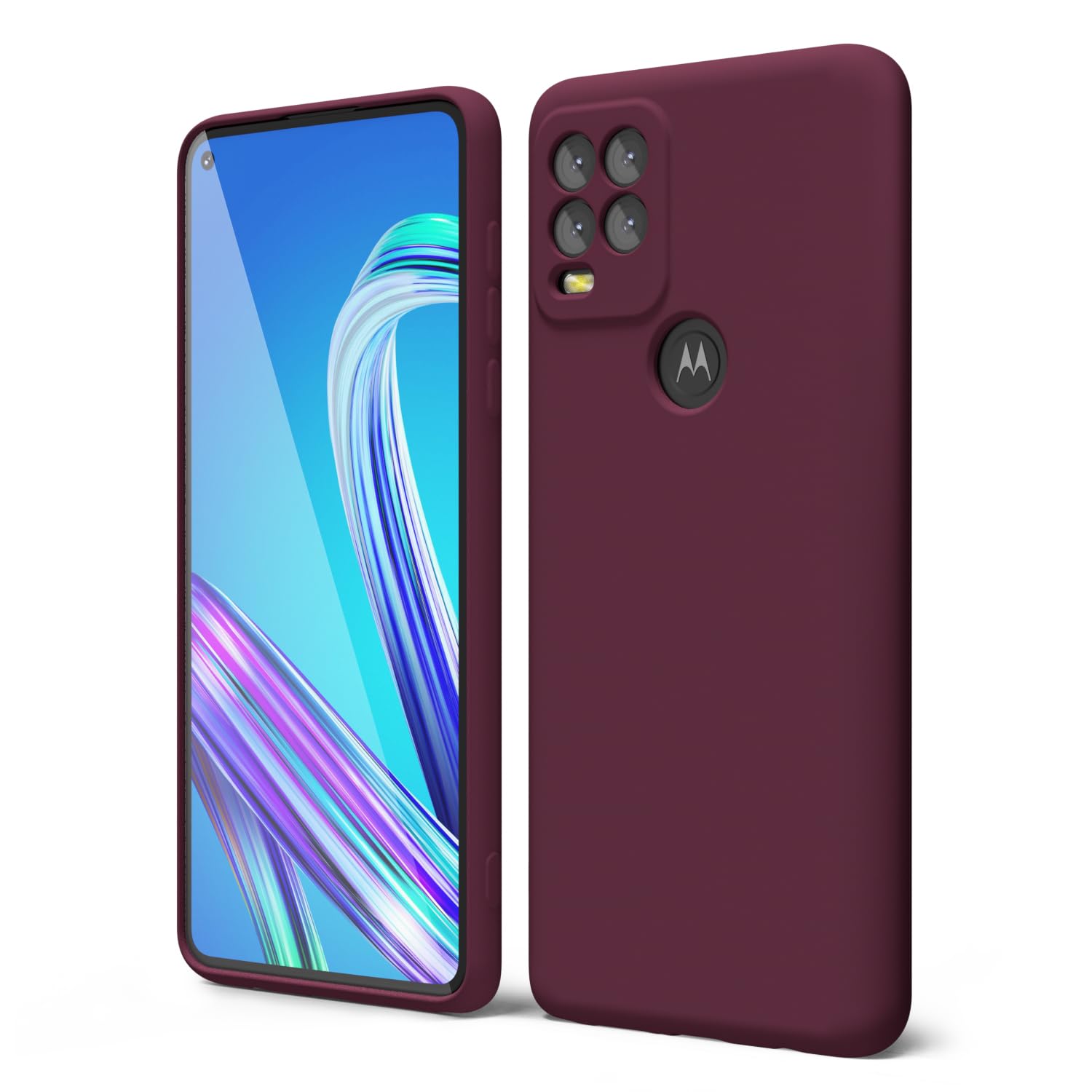 oakxco for Motorola Moto G Stylus 5G 2021 Phone Case Liquid Silicone, Cute Thin Slim Soft Rubber TPU Plain Smooth Gel Cover for Women Girl Aesthetic, Matte Solid Protective, Burgundy Plum Wine