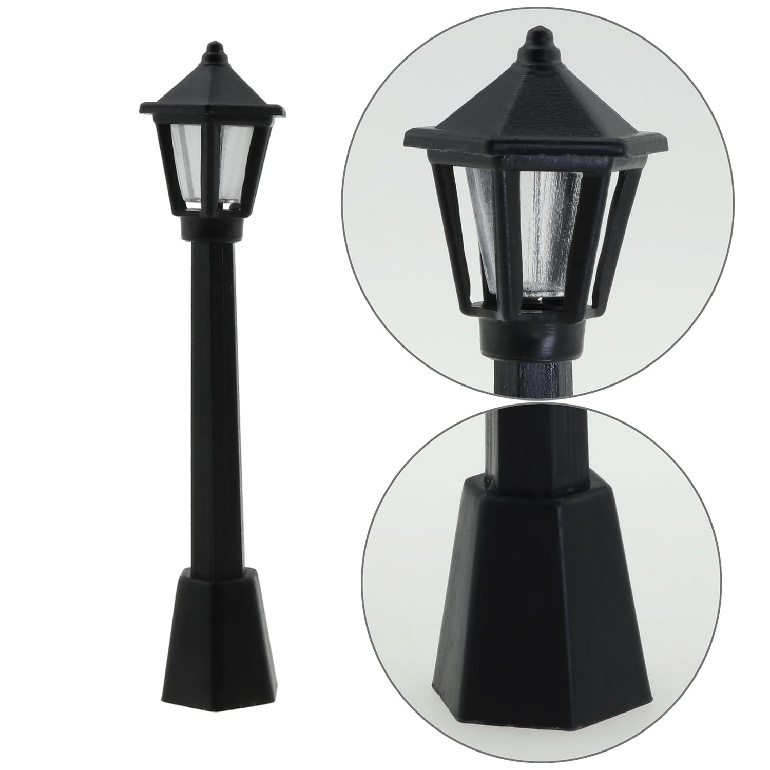 10pcs Mini Lamppost Plastica Nera Miniatura Ferrovia Treno Lampada Post Luci Luce Modello