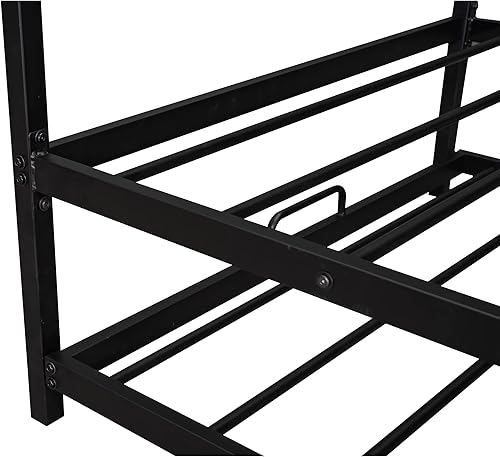 Miniatura 8 de Cama de metal con nido, cama Montessori tamaño individual, plataforma con techo, cama de tienda, estilo moderno, resistente con marco de acero para