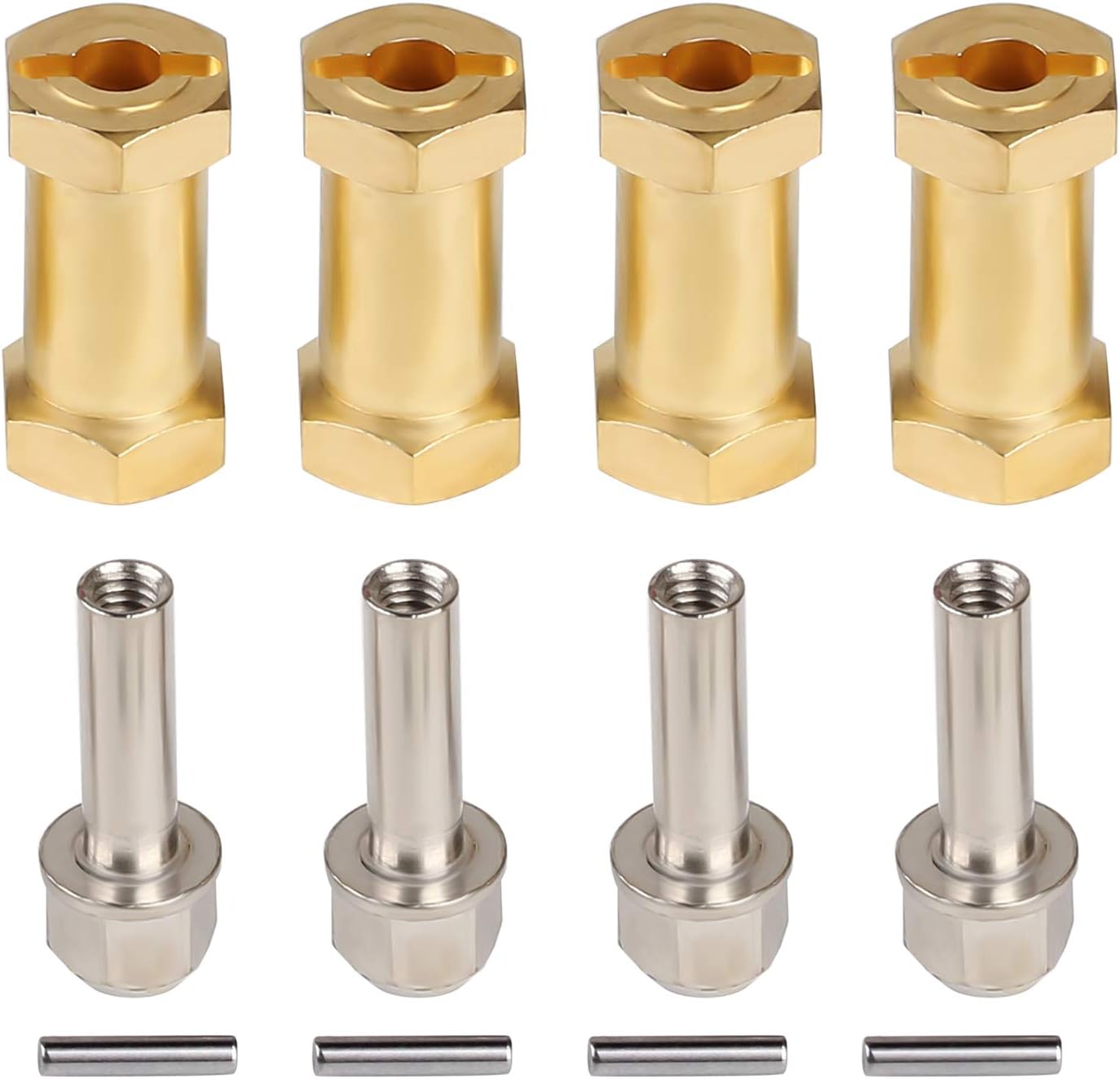 INJORA RC Hex Hub 12mm Brass Wheels Hex Hub Extension Hex Drive Adapter for 1/10 RC Crawler Axial SCX10 90046 D90 (25mm)