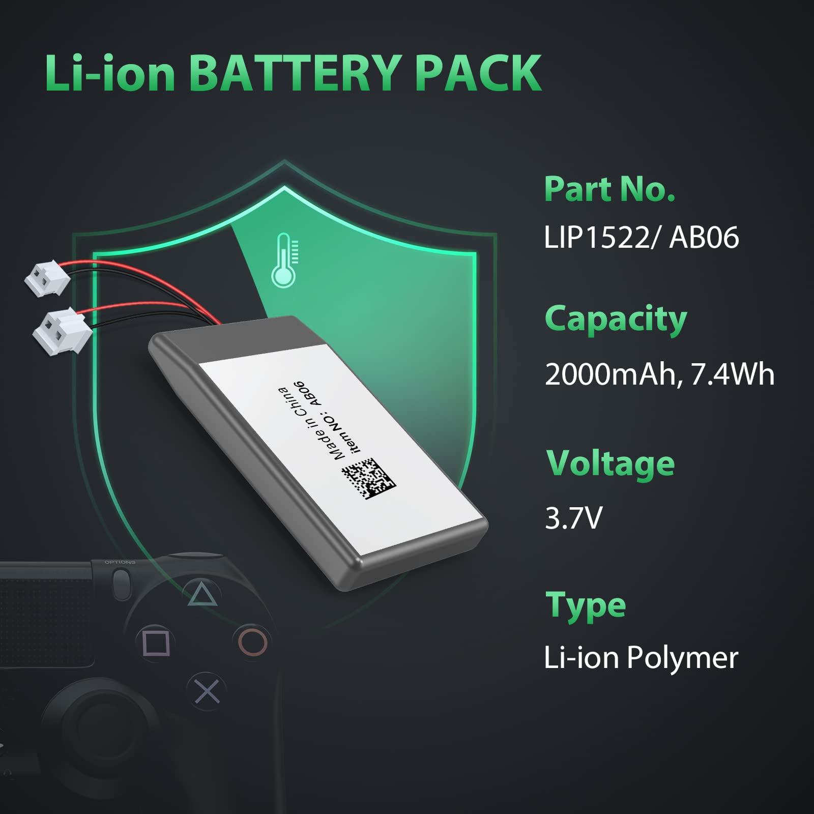 Antank Batteria 2000mAh Compatibile con Controller PS4 e PS4 Slim/Pro Dual-Shock 4 [CUH-ZCT1]/Dual-Shock 4 V2 [CUH-ZCT2] Kit di Riparazione per la Sostituzione Della Batteria con Cacciavite PH00