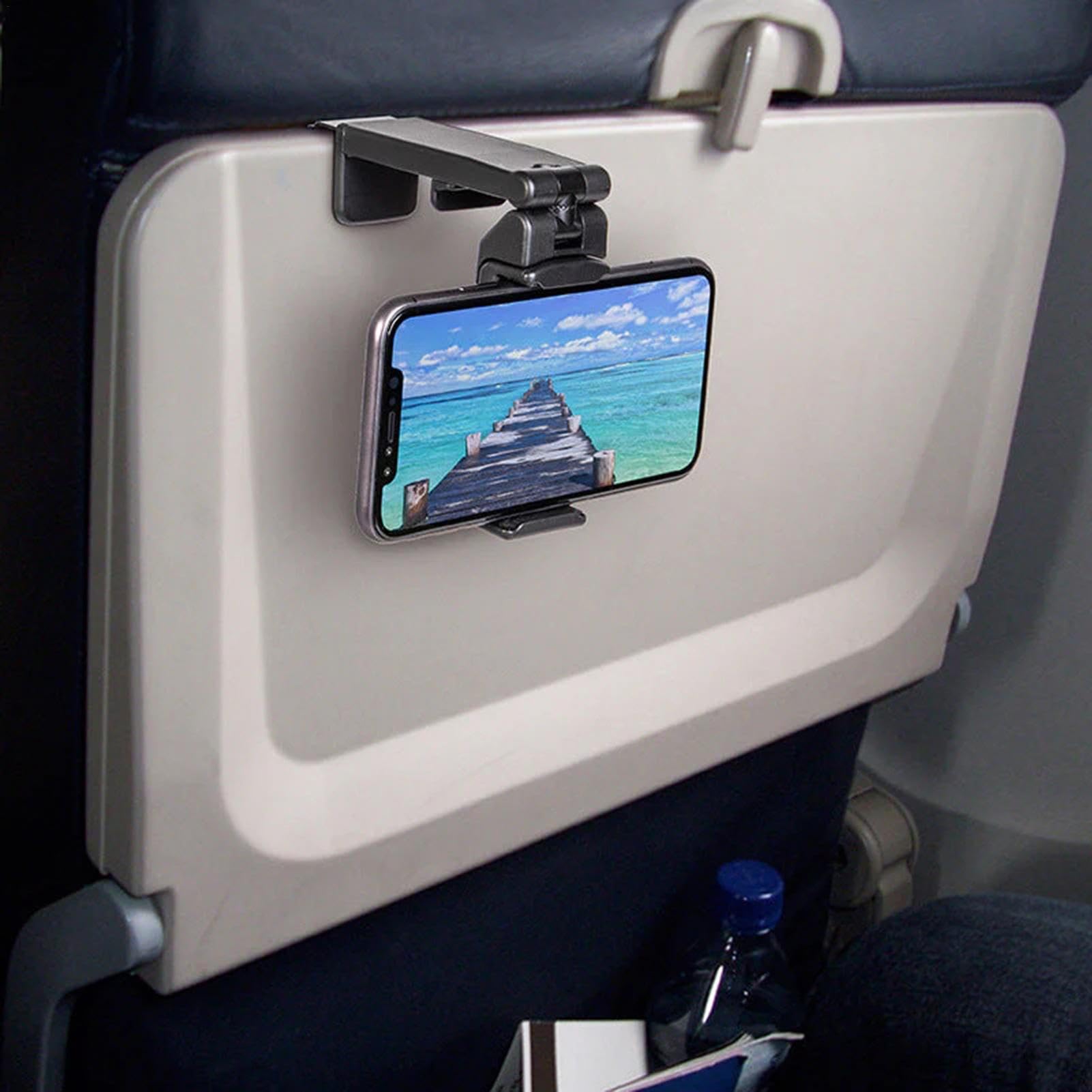 Supporto universale per telefono da aereo, supporto girevole a 360° per voli, supporto pieghevole e portatile da viaggio con doppia rotazione, nero