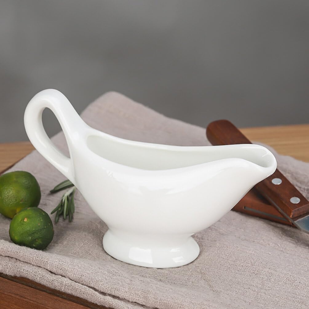 Ceramic Sauce Cup 160ml White Decorative Gravy Boat