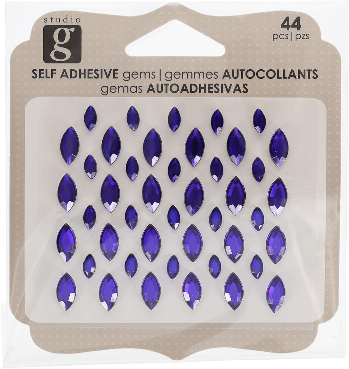 Hampton Art Studio G Self Adhesive Bling, Purple, Assorted Sizes, 44 Pieces, 24 Large gems, 20 Medium gems for Scrapbooking, Paper Crafts, Home Decor and More