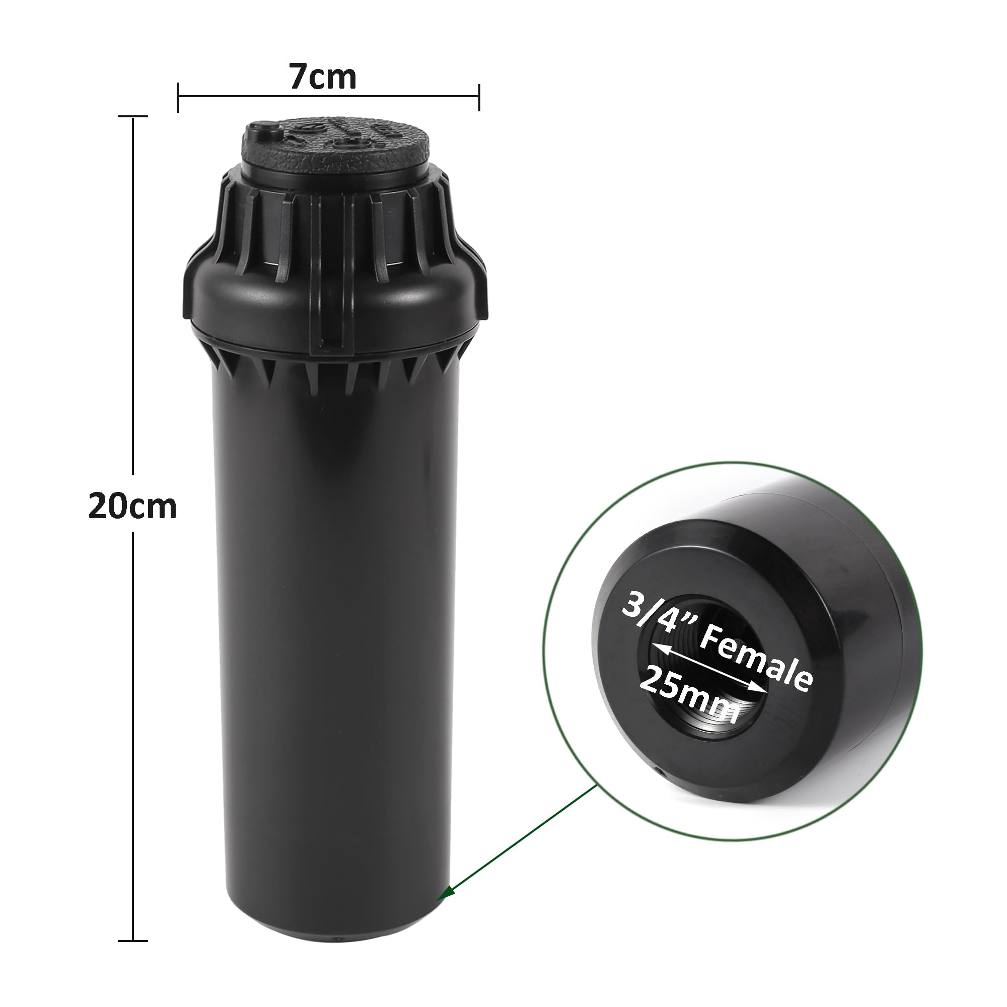 Irrigatore Rotante for Prato da Giardino, 3/4" 40°~360°, Regolabile, a Scomparsa, con 12 ugelli di Ricambio, irrigazione a spruzzo for