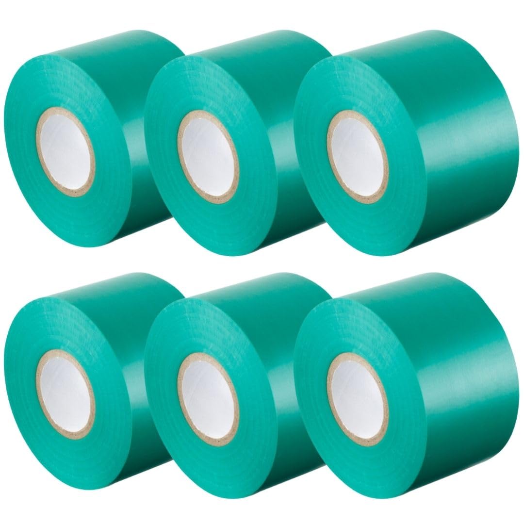 Gocableties Green Wide Electrical Tape, 50mm x 33m, 2" Strong Self-Adhesive PVC Insulation Tape for Insulating, Repairing and Protecting Electrical Wires, 6 Rolls