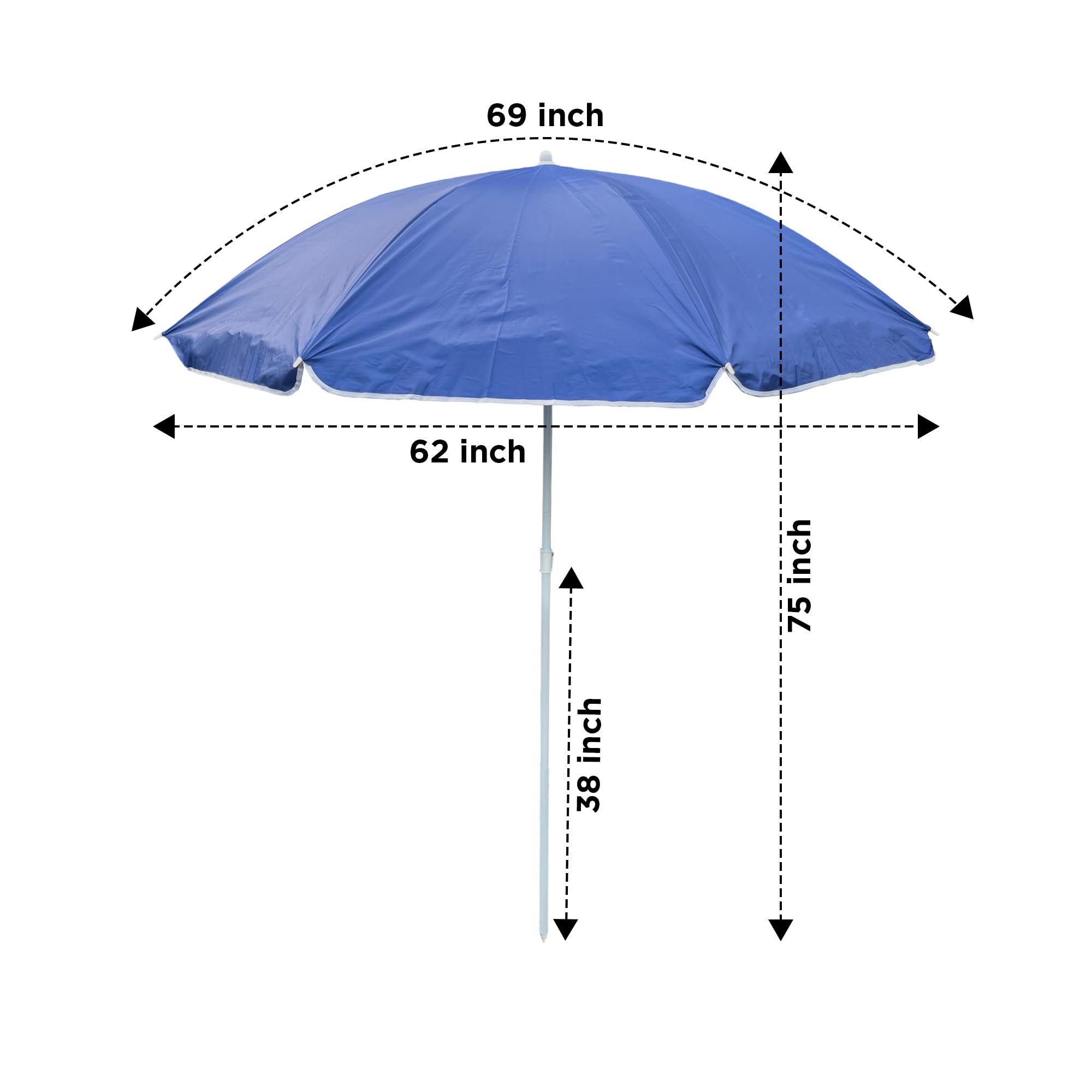 Amazon Brand - Umi SunSplash Beach Parasol | UV-Resistant Canopy, Tilt Adjustable, Lightweight & Foldable Sun Umbrella for Outdoor, Garden & Beach Use (Blue) - Image 4 thumbnail