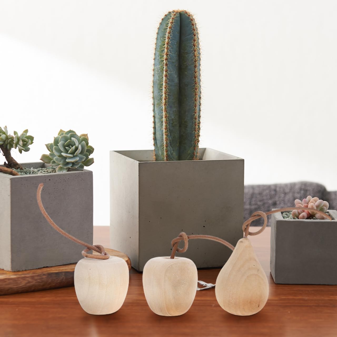 EXCEART 6 Pcs Unpainted Wooden Fruit Crafts 2.36In DIY Coloring Ornaments for Kids Home Holiday Decorations Lemon Kiwi Pear Cherry