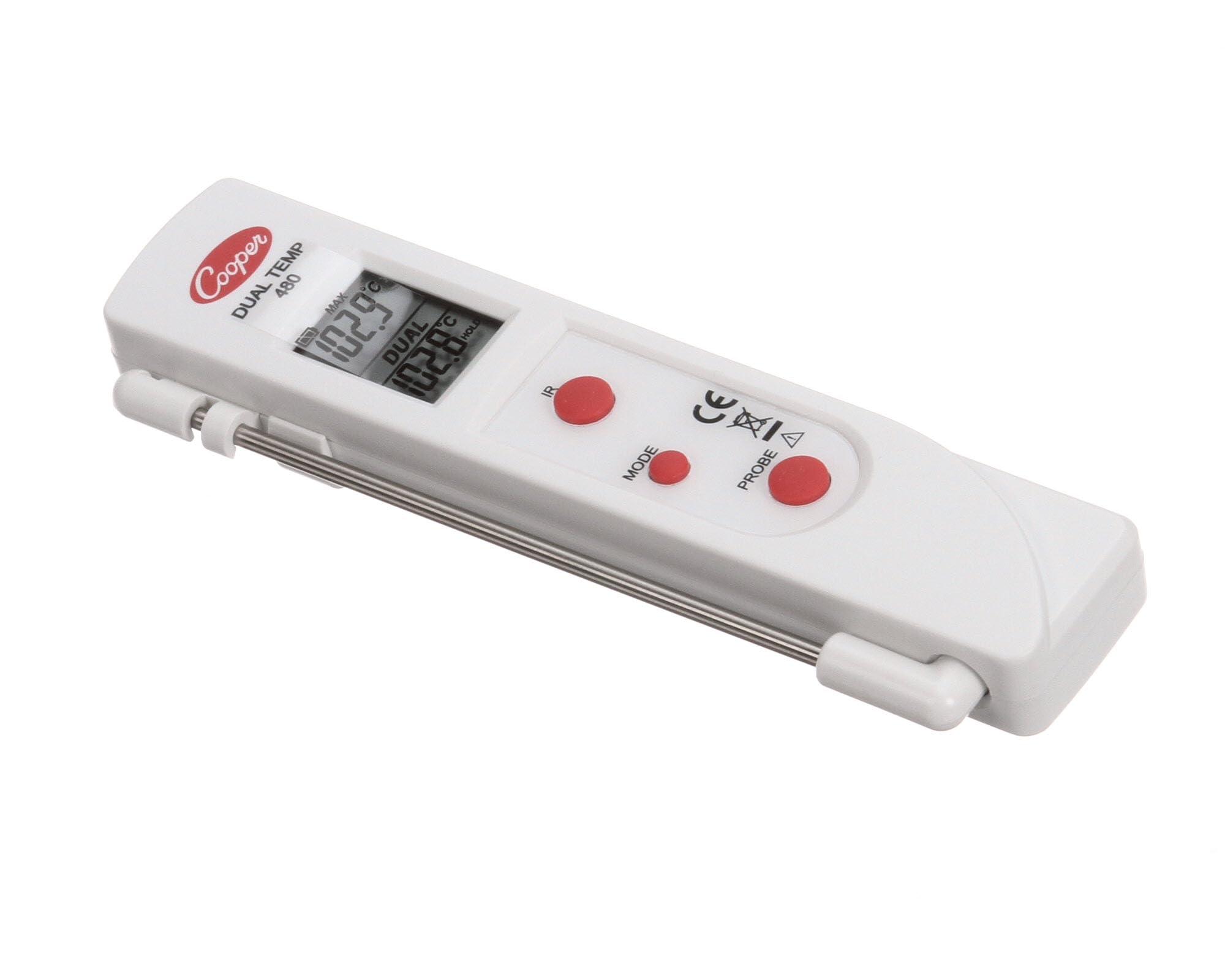 COOPER ATKINS 480-0-8 Dual Temp Infrared & Probe Thermometer, IR thermomoter: -27 to 428° F (-33° to 220°C), Retractable Probe: -67 to 626° F (-55° to 330°C), auto Off, Low Battery Indicator