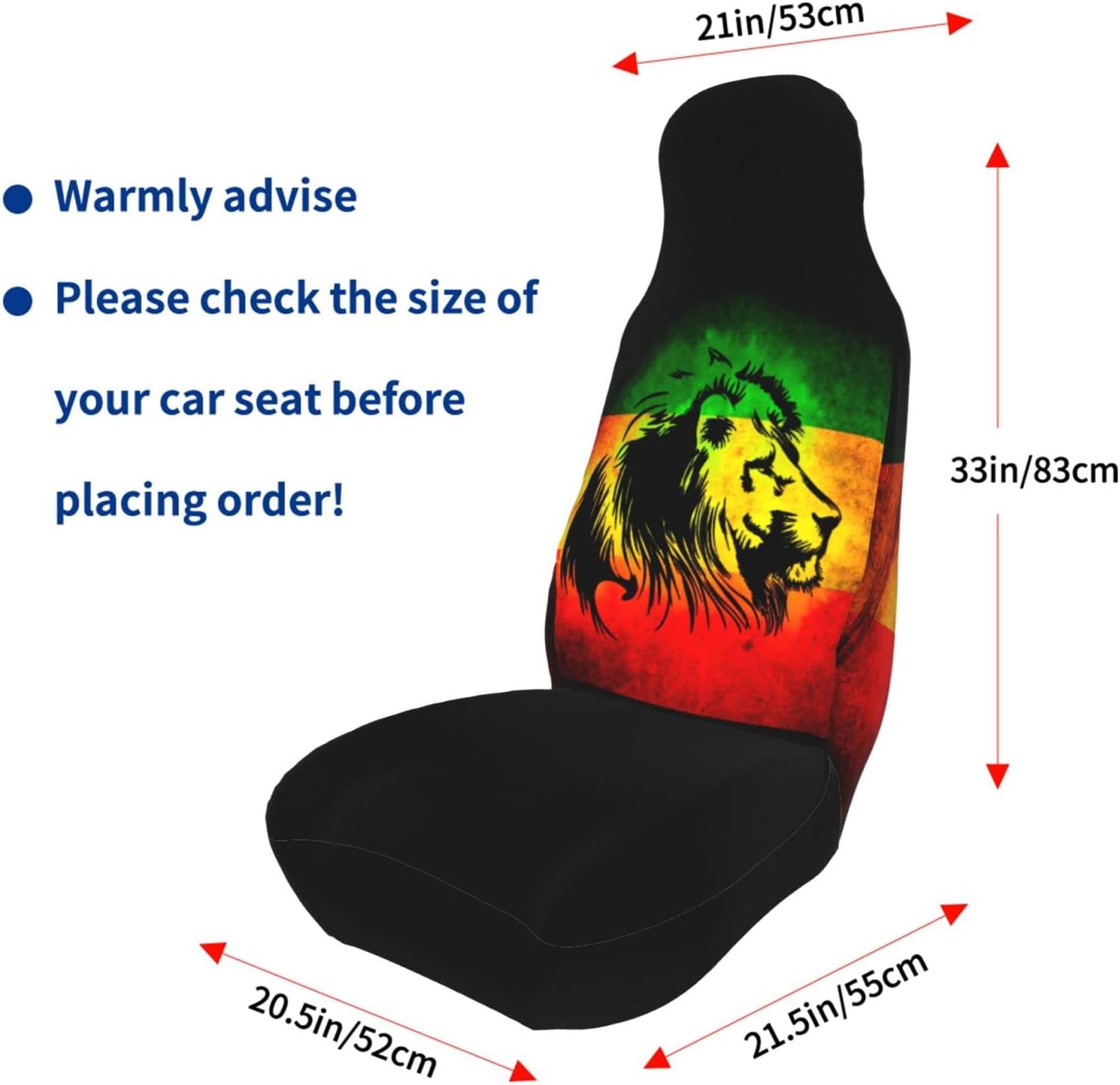 Jamaican Lion Flag Pattern Car Seat Covers 2 Pcs Front Seat Protector Cover Cushion Auto Decor Universal Fit Most Vehicle, Car, SUV Sedan & Truck