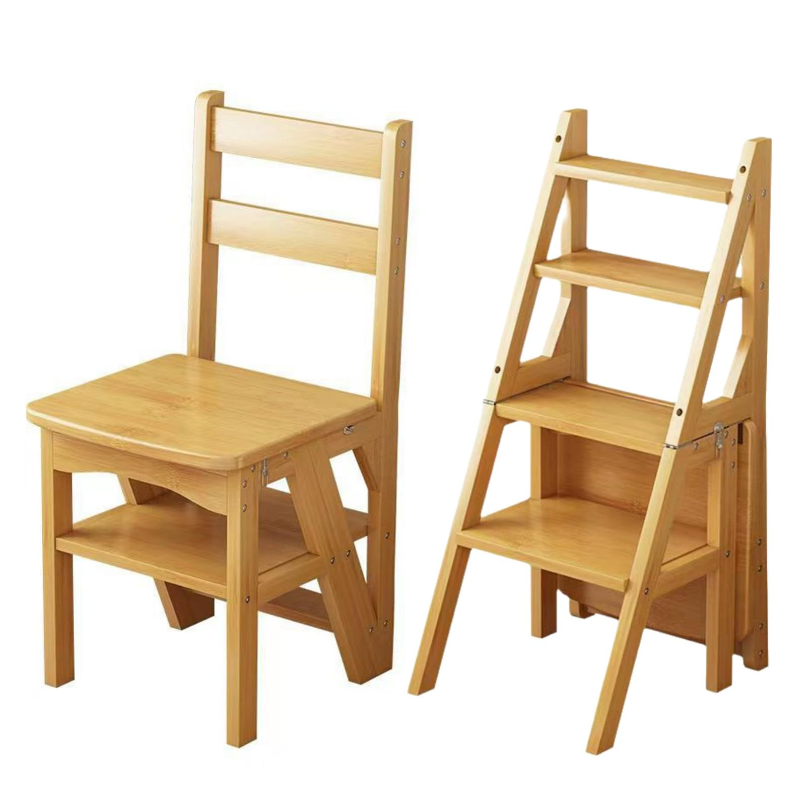 Escabeau pliant léger tabouret multifonctionnel bois rangement et décoration