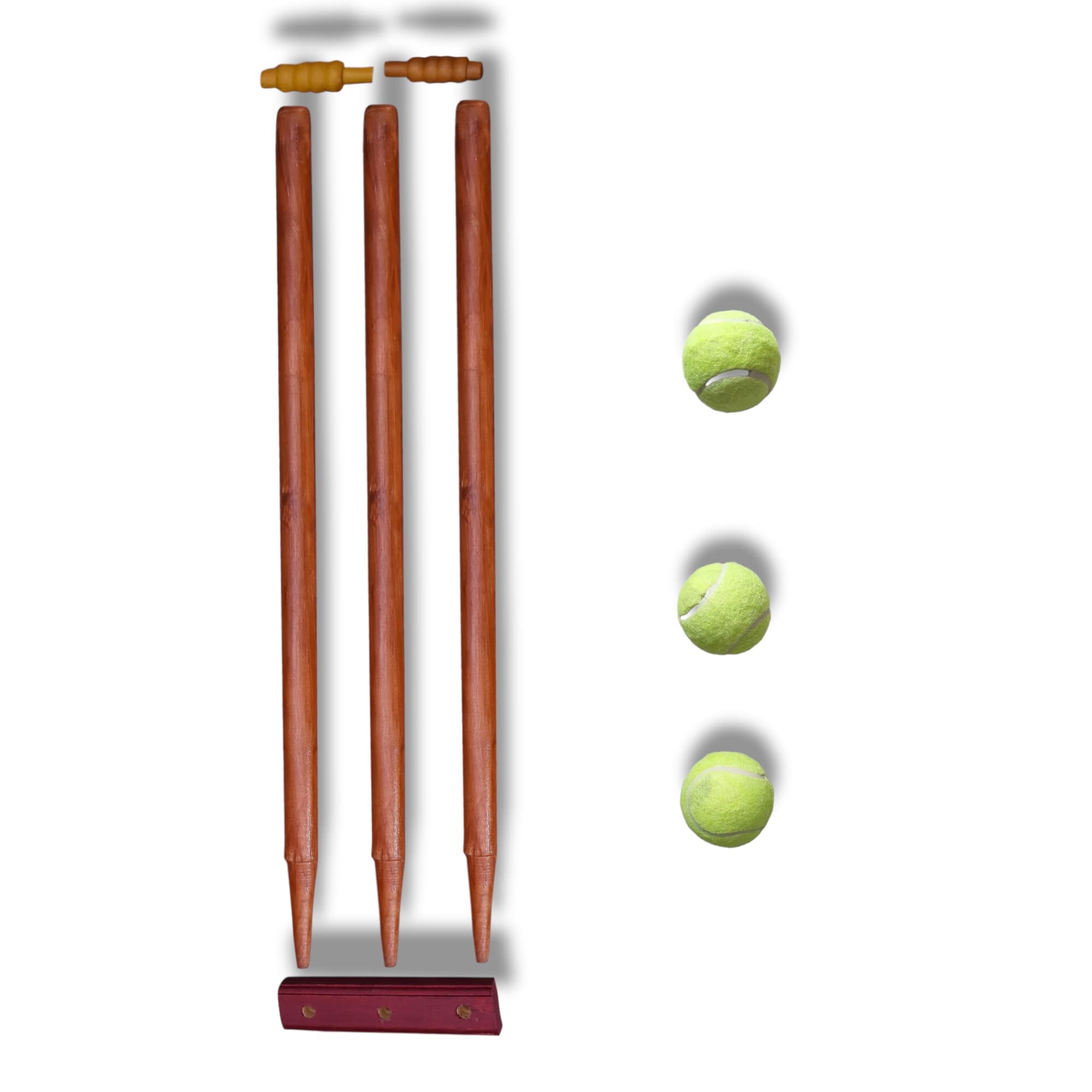 RMP Wicket Set Wooden, Cricket Wooden Stumps for One Side 3 Piece Wooden Wickets, 2 Piece Bails, 1 Piece Wooden Base and 3 Piece Tennis Ball (B0BY55PQ67) Amazon Price History, Amazon Price Tracker