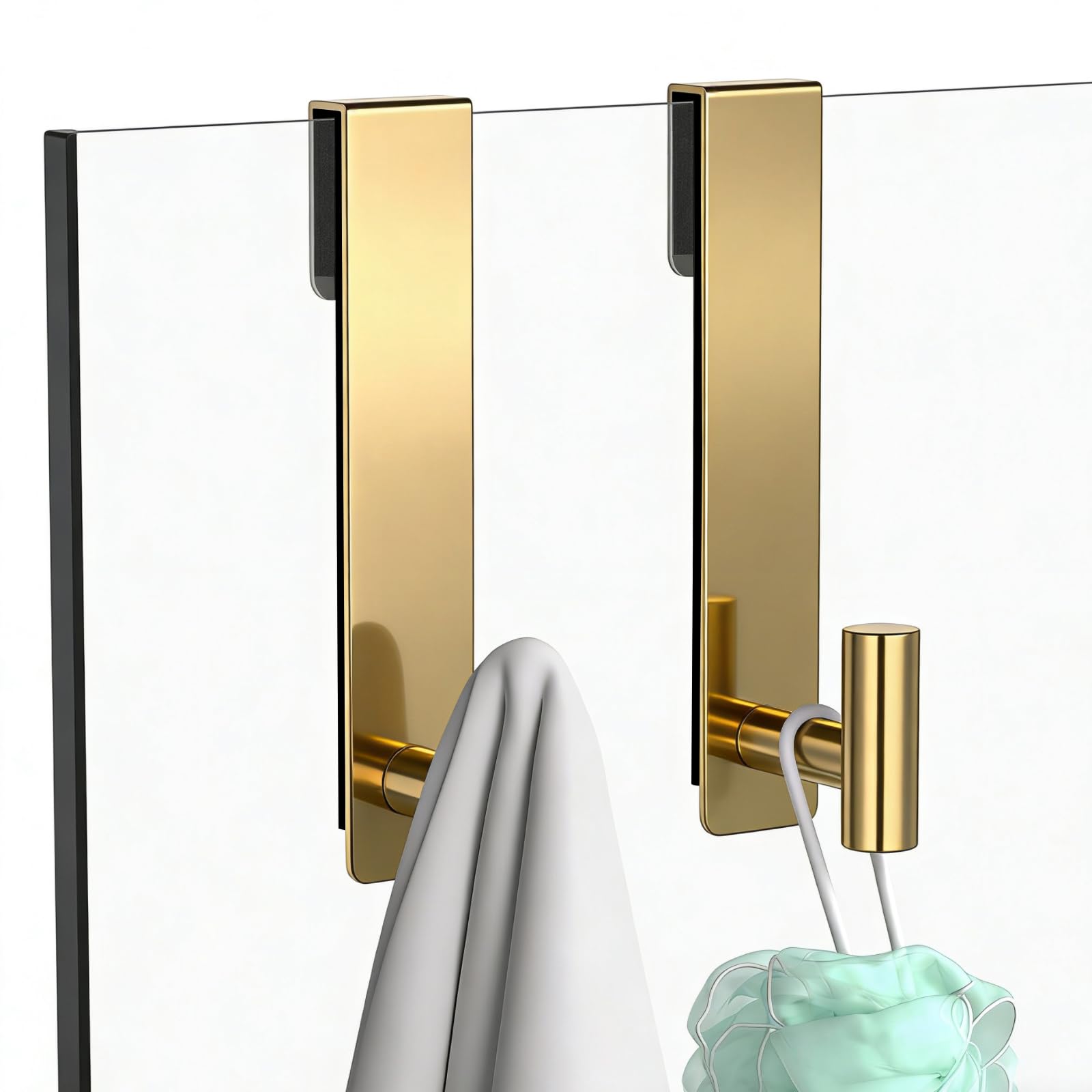 PMMASTO 7.5 Inch Shower Door Hooks, Gold- T Shape