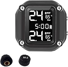 Reifendruck-Kontrollsysteme, Tpms Motorrad Reifendruckkontrollsystem Mit 2 Sensor Wasserdichter Sonnenschutz Reifendrucküb...