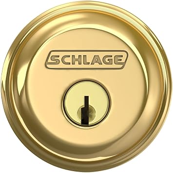 Schlage Single Cylinder Front Door Deadbolt, Bright Brass