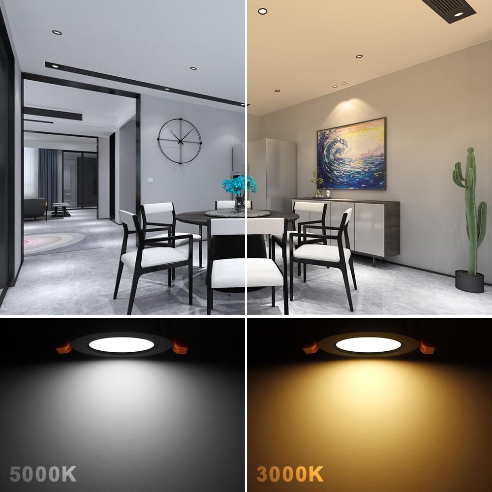 2 Inch LED Downlight, 3W Recessed Lighting Dimmable Ceiling Light Kit, 3000K Warm White, CRI80 Black Can Lights with LED Driver(35W Halogen Equivalent), 6 Pack