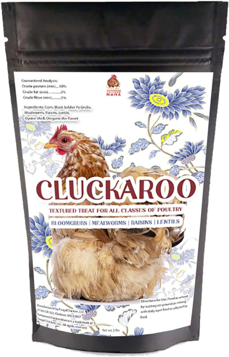 Herbal Dried Black Soldier Fly Larvae Chicken Treats for Laying Hens: Chicken Feed, Chicken Scratch, Cracked Corn for Chickens, Mealworms, Raisins, Lentils| Cluckaroo (4 Pounds)