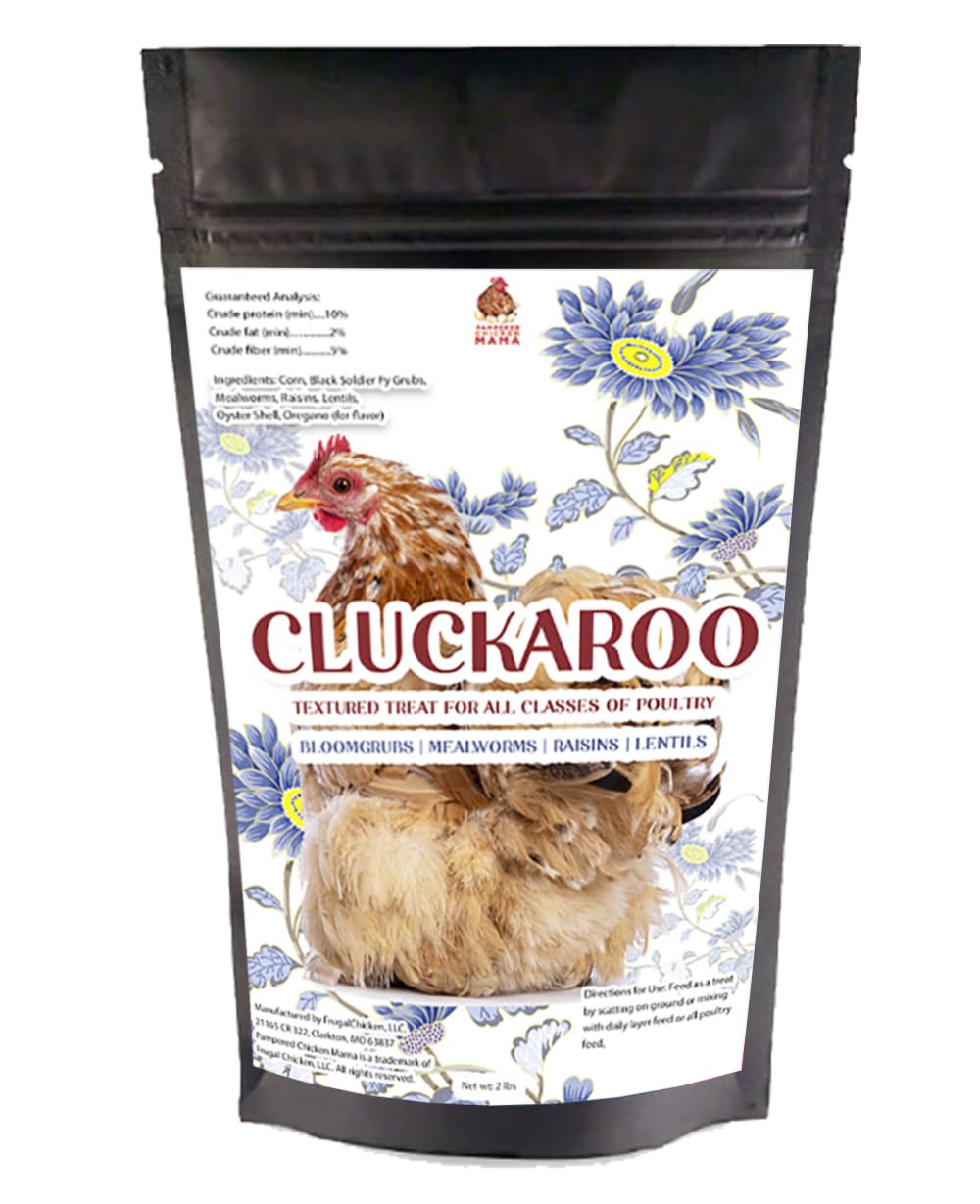 Pampered Chicken MamaHerbal Dried Black Soldier Fly Larvae Chicken Treats for Laying Hens: Chicken Feed, Chicken Scratch, Cracked Corn for Chickens, Mealworms, Raisins, Lentils| Cluckaroo (4 Pounds)