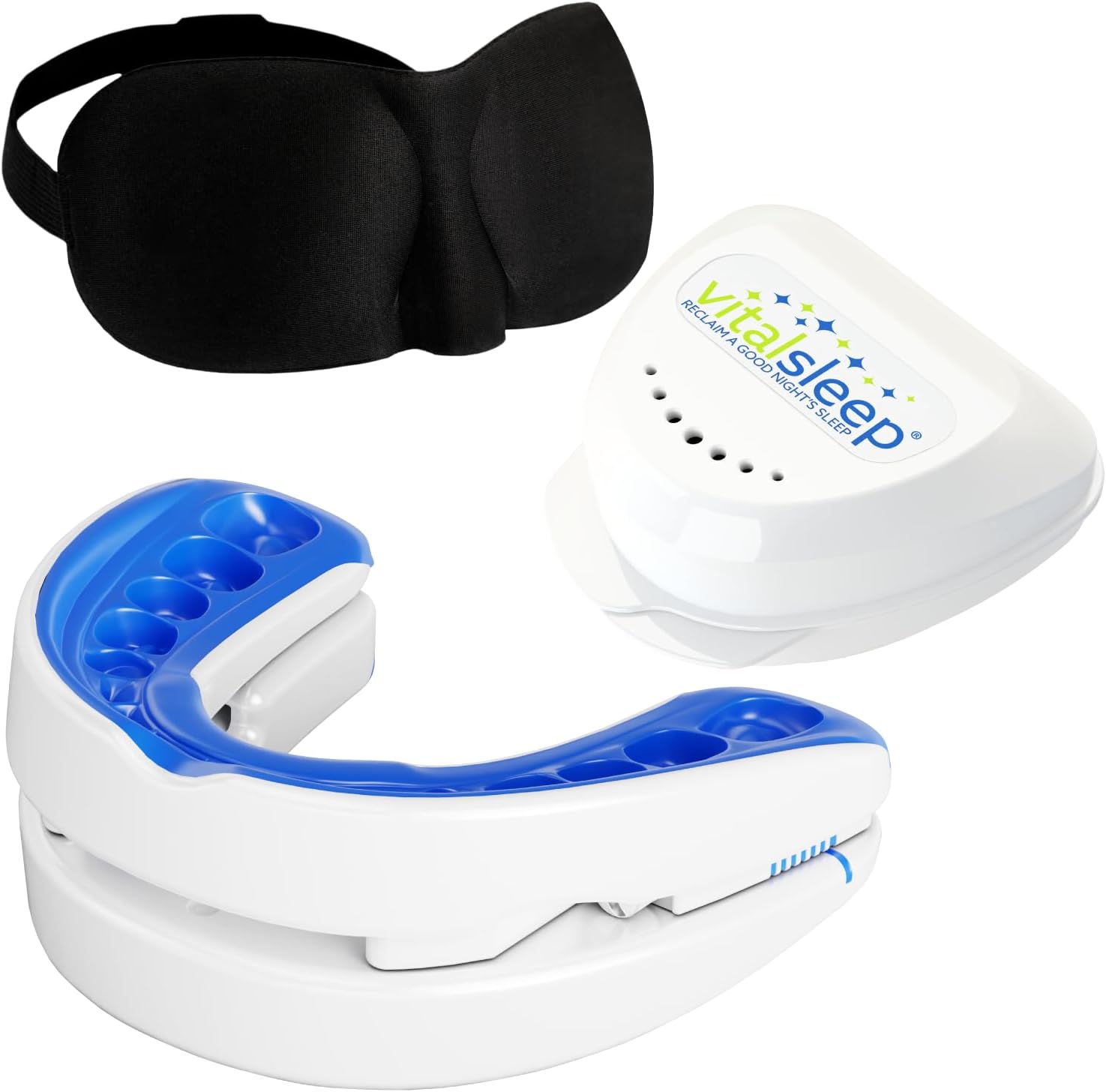 VitalSleep Men’s Anti Snoring Mouth Guard, Adjustable Snoring Device, Custom Anti Snore Device with Blackout Sleep Mask, Snore Mouthpiece for Better Sleep, USA Made, 1 Year Warranty