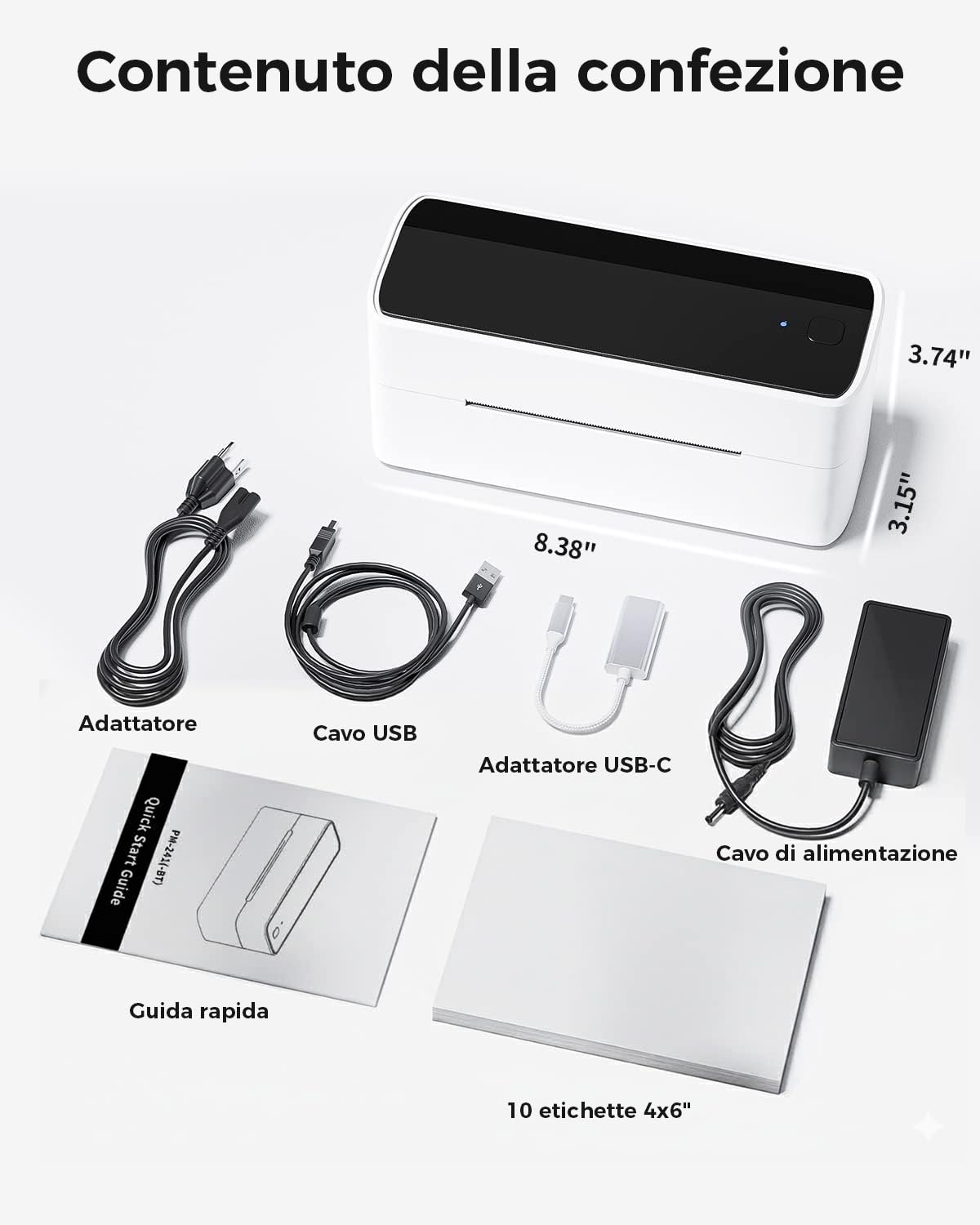 Phomemo Stampante per etichette Bluetooth, PM241BT stampante termica DHL 4XL per Mac/PC, stampante Bluetooth per codici a barre, Amazon, Etsy, Shopify, Royal Mail, DHL, FedEx, UPS