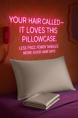 Miniatura 2 de ShopBedding - Lujosa funda de almohada de satén para el cabello, 2 unidades, satinada, estándar, con cremallera, estampado de cebra marrón, Blissford