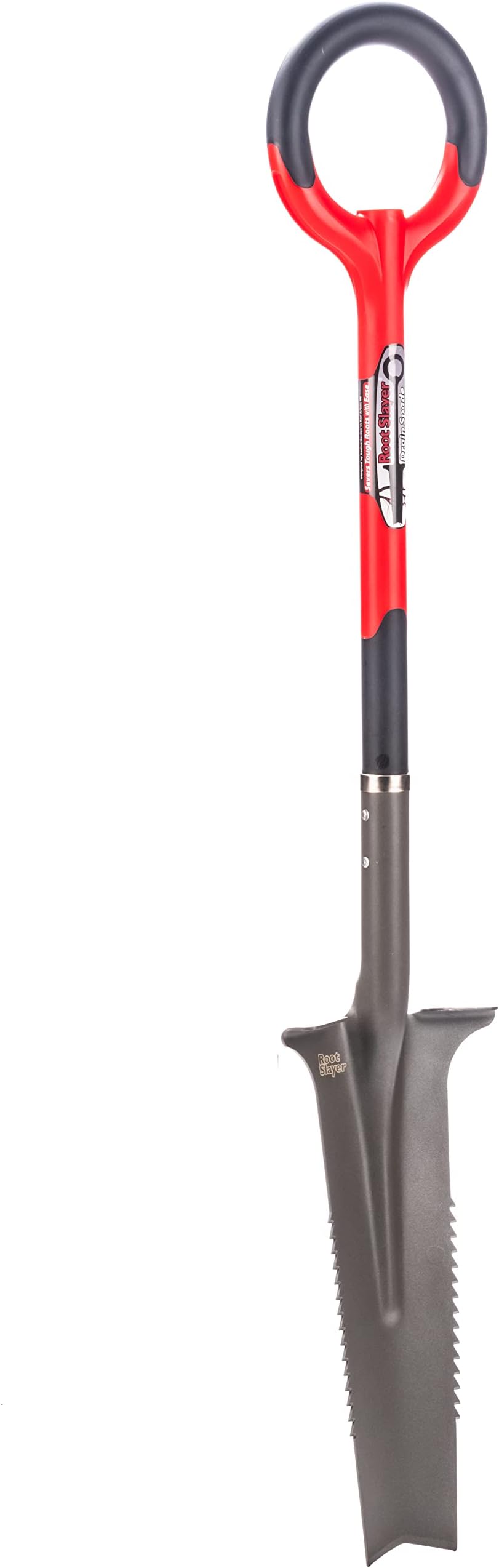 Root Slayer 22811 Drain Spade for Trenching, Digging Soil, and Landscaping Projects, Heavy Duty Steel Shovel, Red