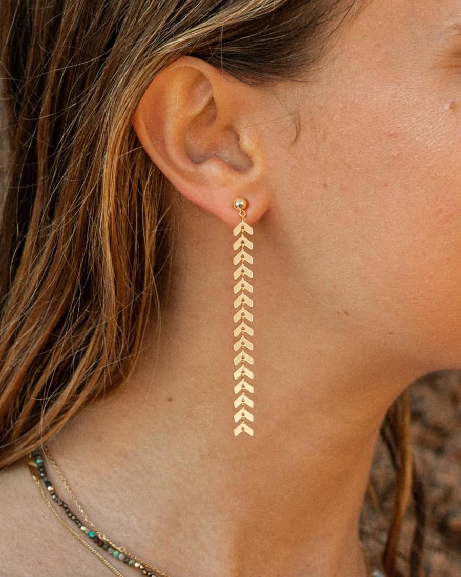 Dangle Earrings for Women - 14K Gold/White Gold/Rose Gold Plated Butterfly Heart Star Hoop Chain Long Tassel Cubic Zirconia CZ Dangle Earrings - Image 3