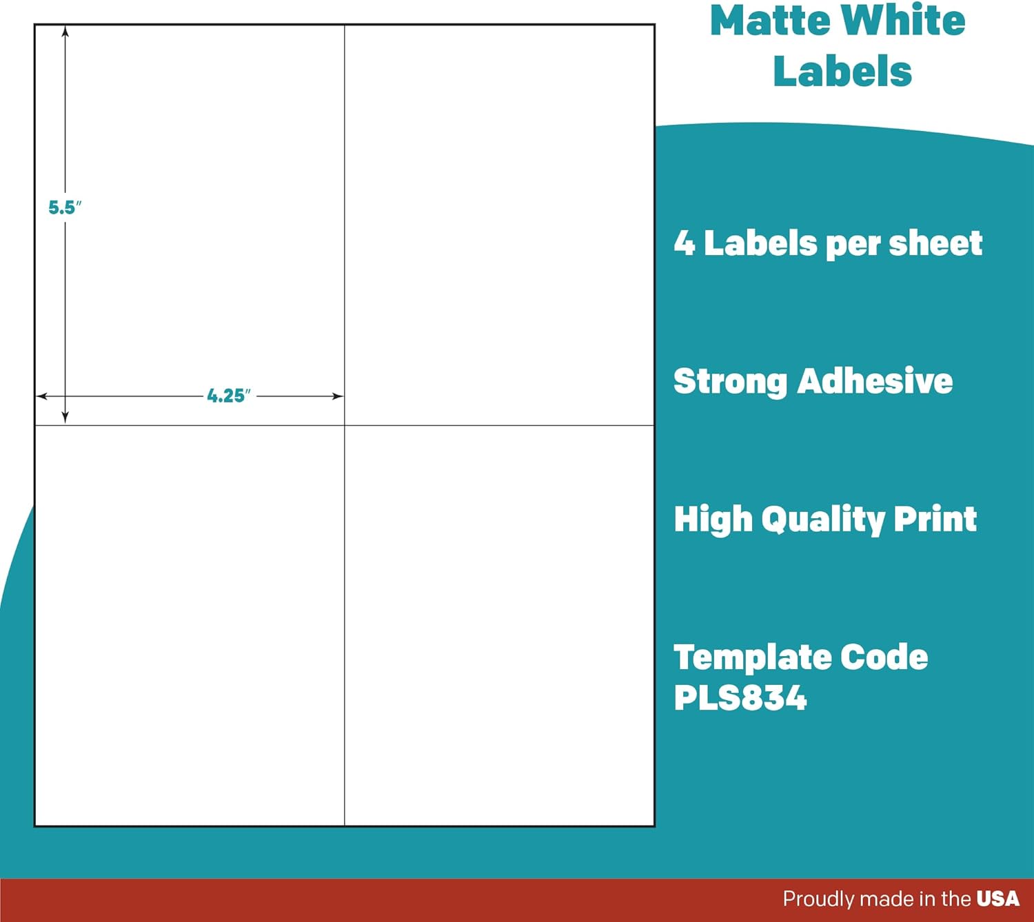 Premium Label Supply White Sticker Shipping Labels – 4.25" x 5.5" – Laser/Inkjet Compatible – (4 per Sheet), 25 Sheets – 100 Total Adhesive Labels - Image 4