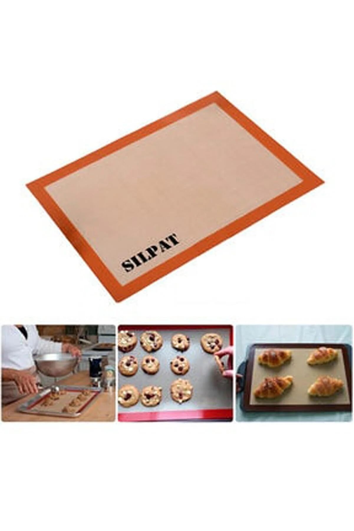 A1 Fırınlanabilir Kendinden Yağlı Silikon Pişirme Matı, Profesyonel Silpat Yanmaz Yapışmaz Yıkanabilir Silikon Pişirme Matı 30cmx40cm
