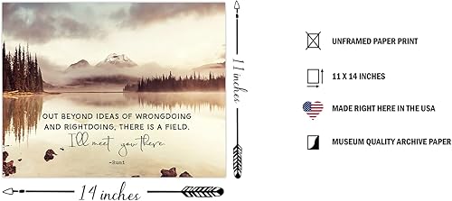 Miniatura 2 de Rumi Poetry - Impresión artística de tamaño galería de 11 x 14 pulgadas  Out Beyond Ideas Decoración de oficina  Arte de pared inspirador para