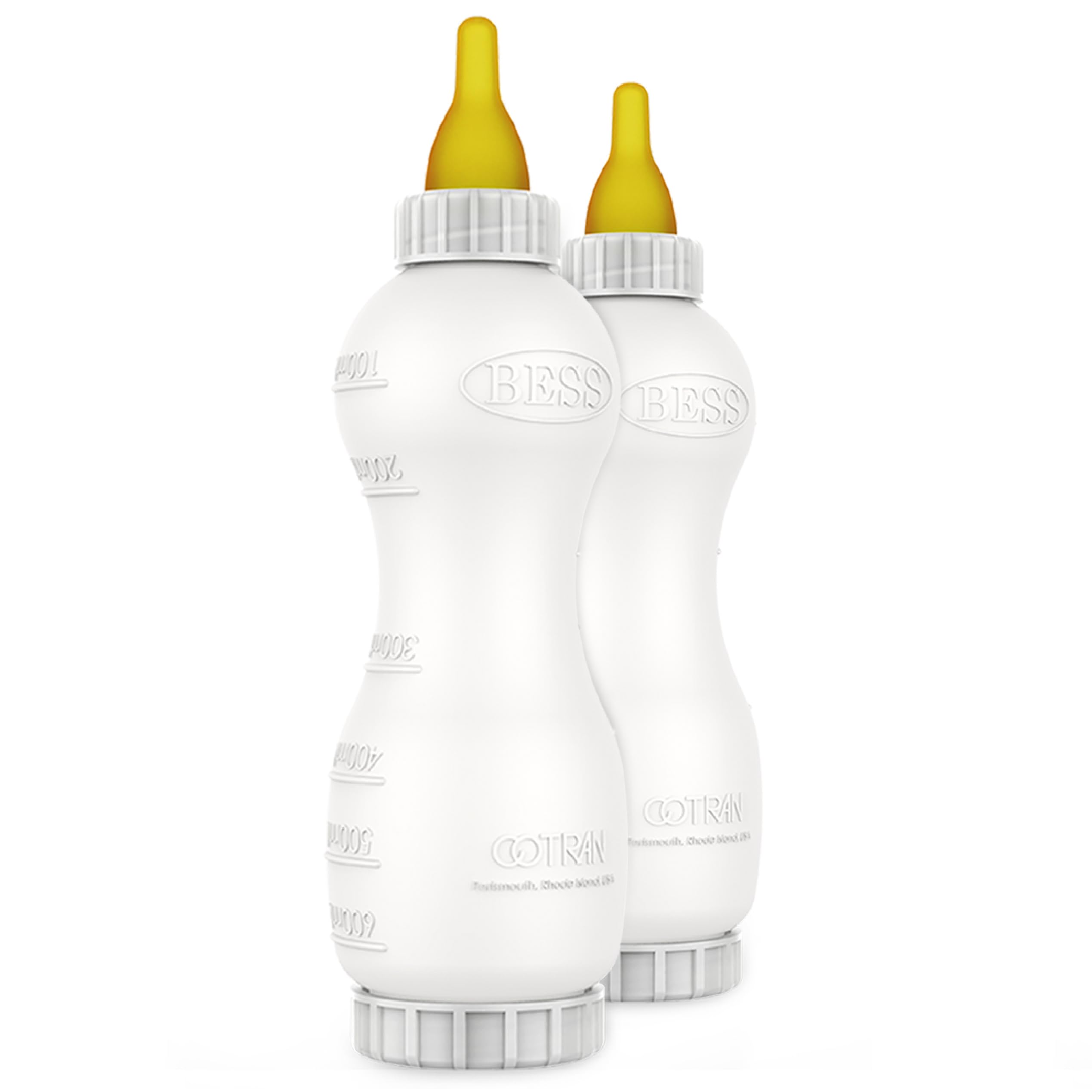 BESS Small Animal Nursing Bottle, No Leak Nipple with Insert, Wide Mouth Bottom Cap Easy Fill and Clean, Control Flow, Non-Collapsing (20oz, 2pk)