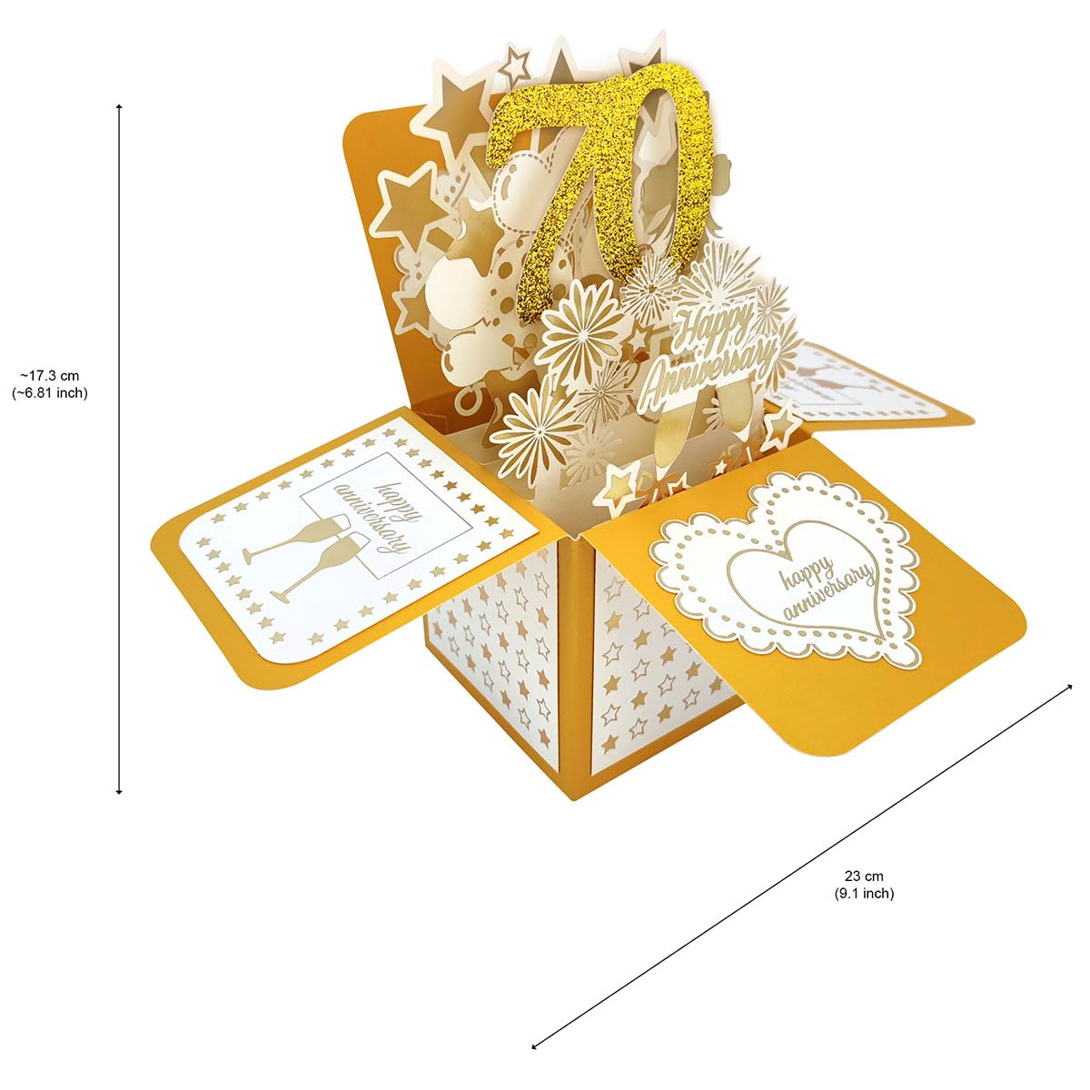 scicent Anniversary Card for Wife 70th Anniversary Pop Up Greeting Cards, Anniversary 70th, 16cm*18cm/6.3in*7in - Image 2