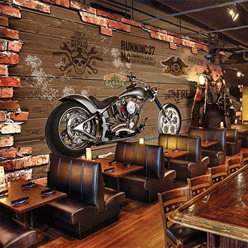 Miniatura 4 de Custom Retro Motorcycle Brick Wall Wallpaper Restaurant Cafe Creative Decoration 3D Graffiti Mural Living Room Bedroom Decoration Wallpaper