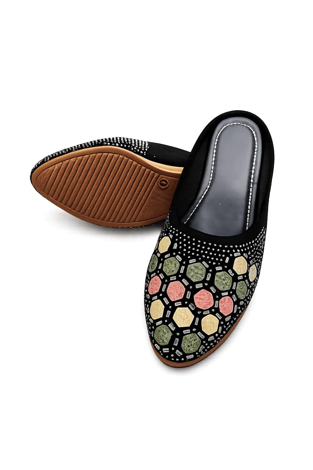 Women's Handcrafted Embellished Ethnic Jutti | Cushioned Comfort | Anti-Slip Sole | Traditional Slip-On Mojari Flats-image-18