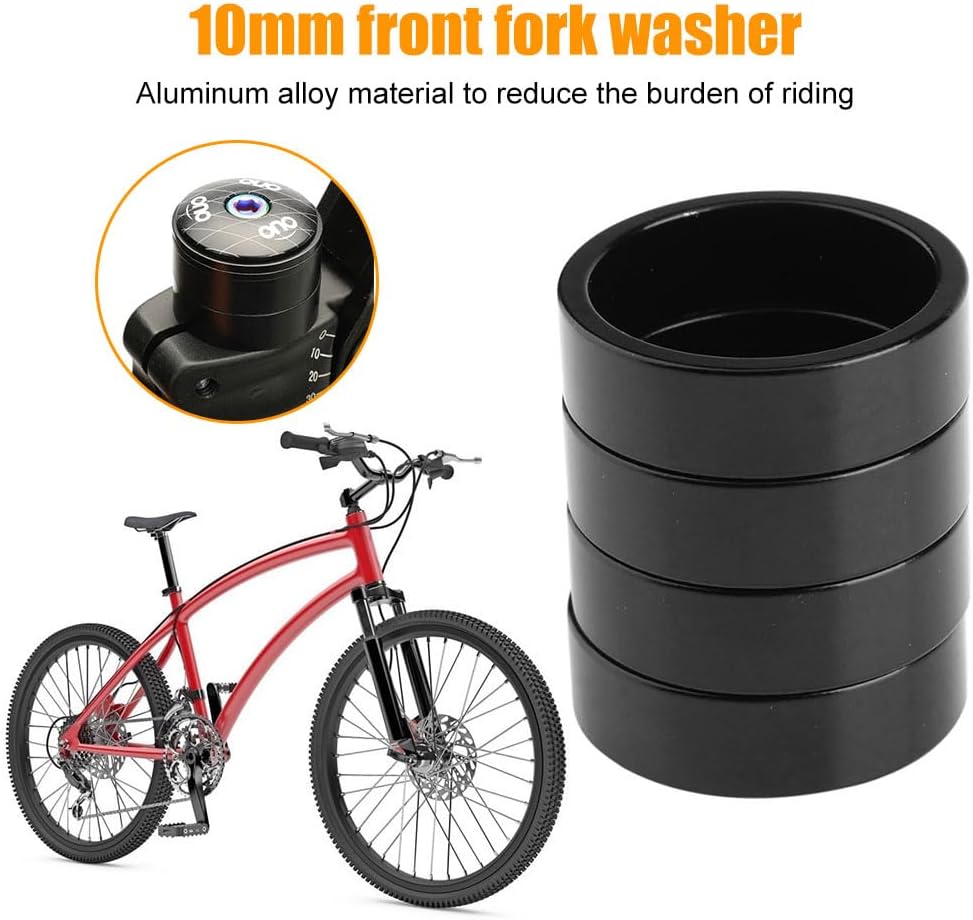 5pcs Bicycle Handlebar Headset Washer Aluminum Alloy Mountain Road Bike Front Fork Spacer Gasket Ring Cycling Parts 10mm for Bikes(5pcs Red)