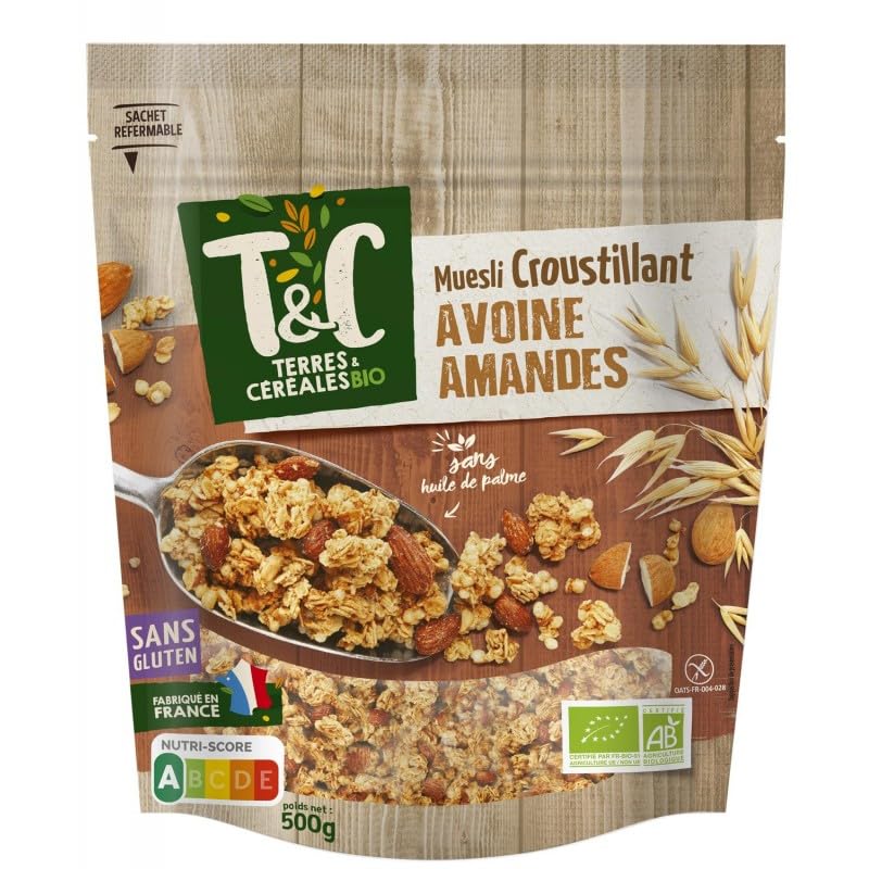 Terres Et cereali - croccante cereali farina d'avena biologica senza glutine - 500 g - ideale per una dieta sana ed equilibrata - spezie - 3 pezzi
