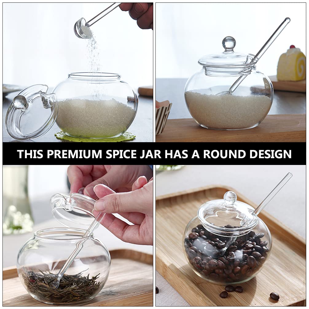 2 pezzi Vaso for miele con cucchiaino Sciroppo Zucchero Barattolo di vetro Cucina Miele Marmellata Contenitore for gelatina Spezie Caramelle Foglia di tè Vaso con coperchio/781