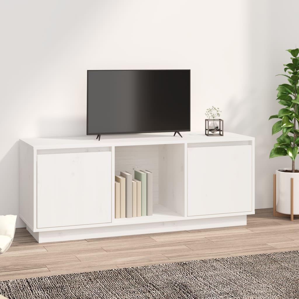 Centros de entretenimiento modernos: mueble de TV blanco de pino 110,5 cm