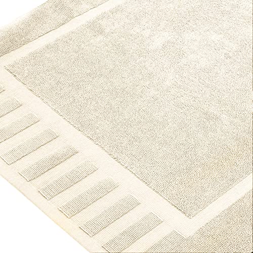 White Classic Luxury Bath Mat Floor Towel Set - Absorbent Cotton Hotel Spa Shower/Bathtub Mats [Not a Bathroom Rug] 22"x34" | 2 Pack | Ivory by White Classic - Image 2