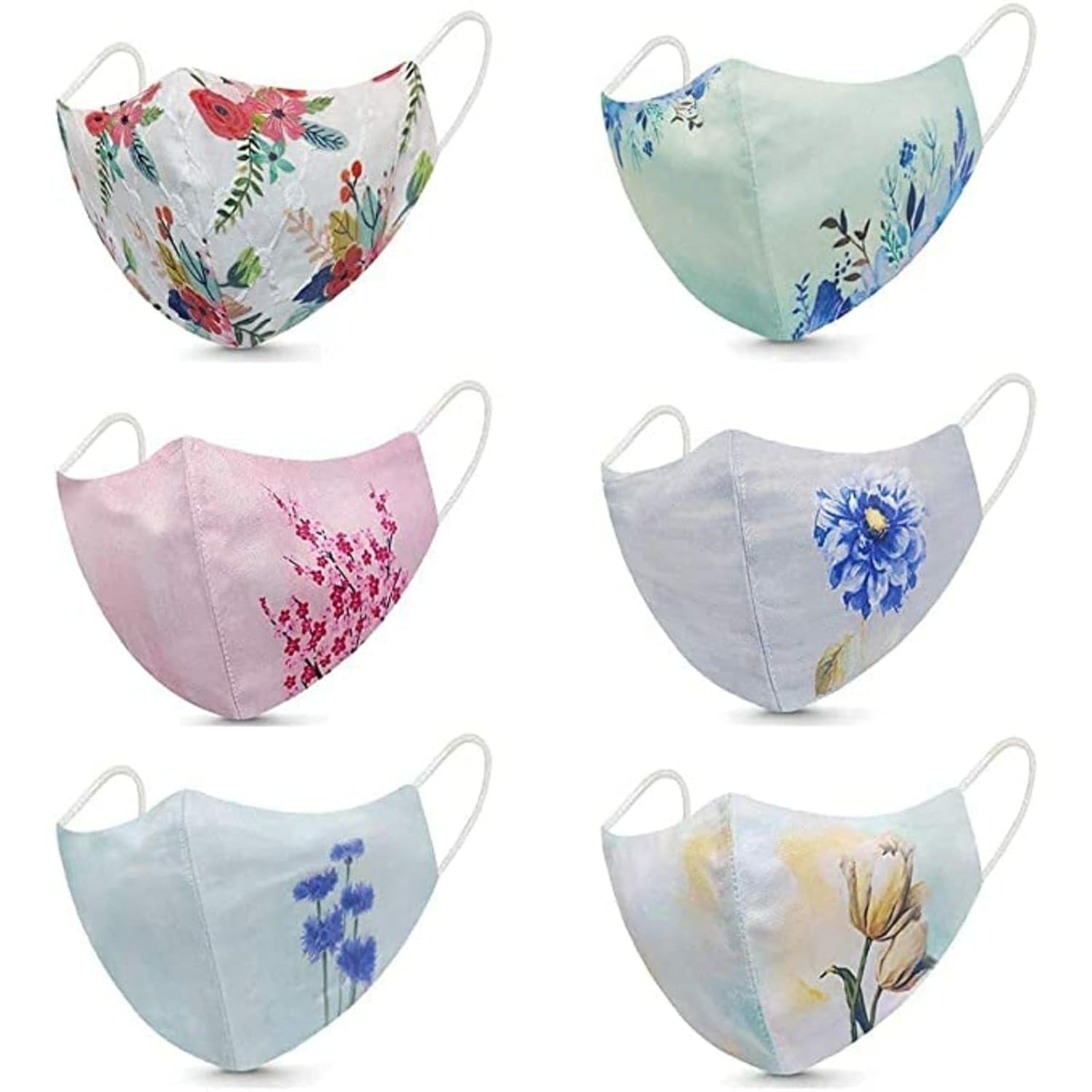 Premium 3-Layer Cotton Face Mask for Men & Women – Washable, Reusable Floral Printed Breathable Face Mask with Comfortable Ear Loops, Outdoor Protection Pack (Pack of 6)-image-26