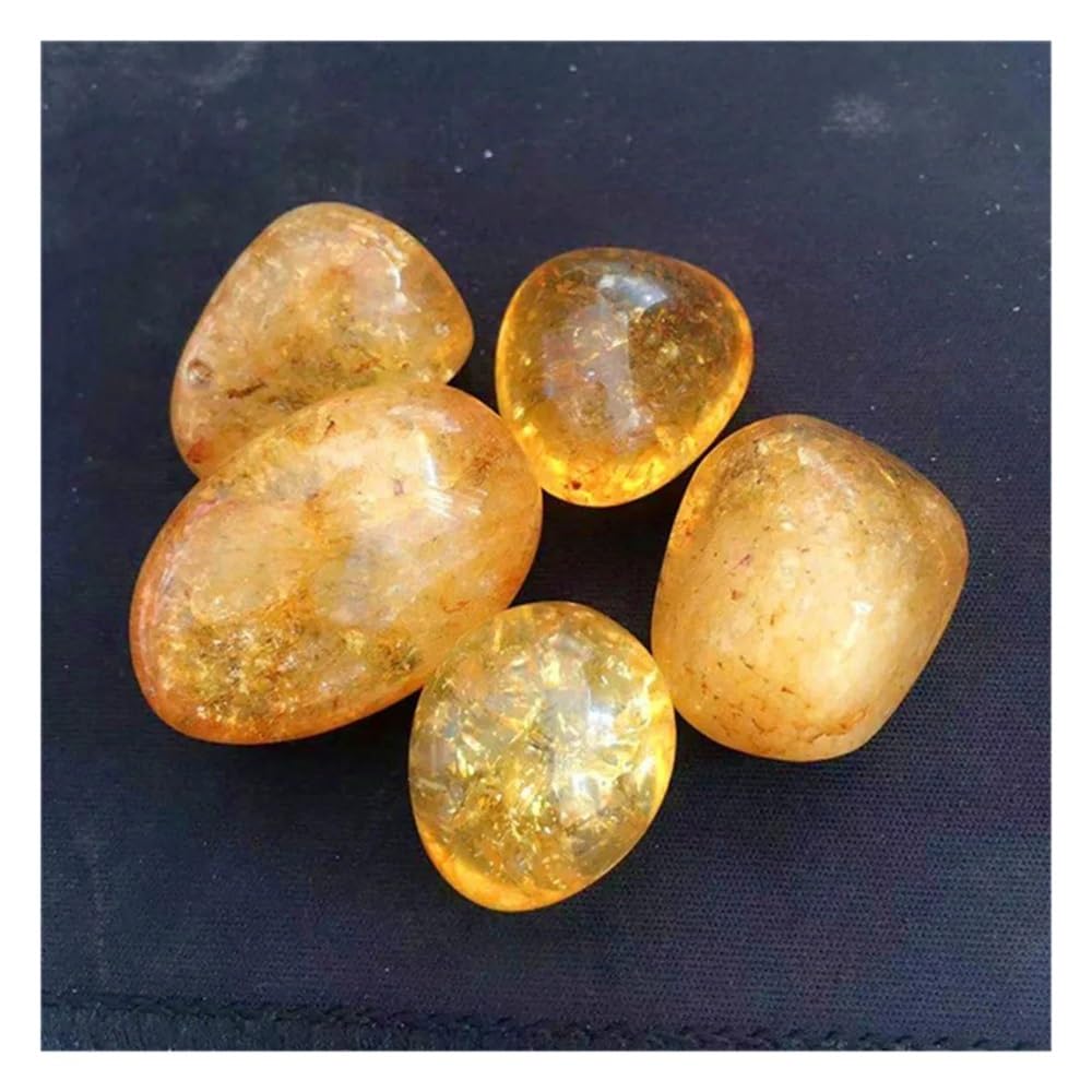 Piedras de citrino pulidas con grietas naturales de 50g para decoración y collar de cristal