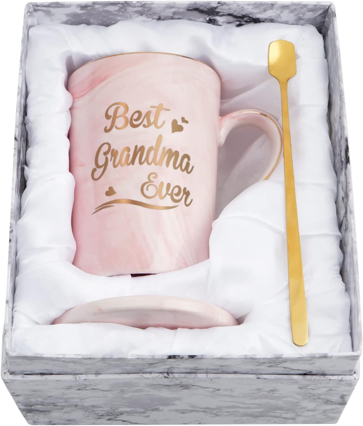 Grandma Gifts Best Grandma Ever Coffee Mug Mother's Day Gifts for Grandma's Grandson Granddaughter, Grandchildren Birthday Christmas Gifts for Grandma, 14oz with Lid Pink