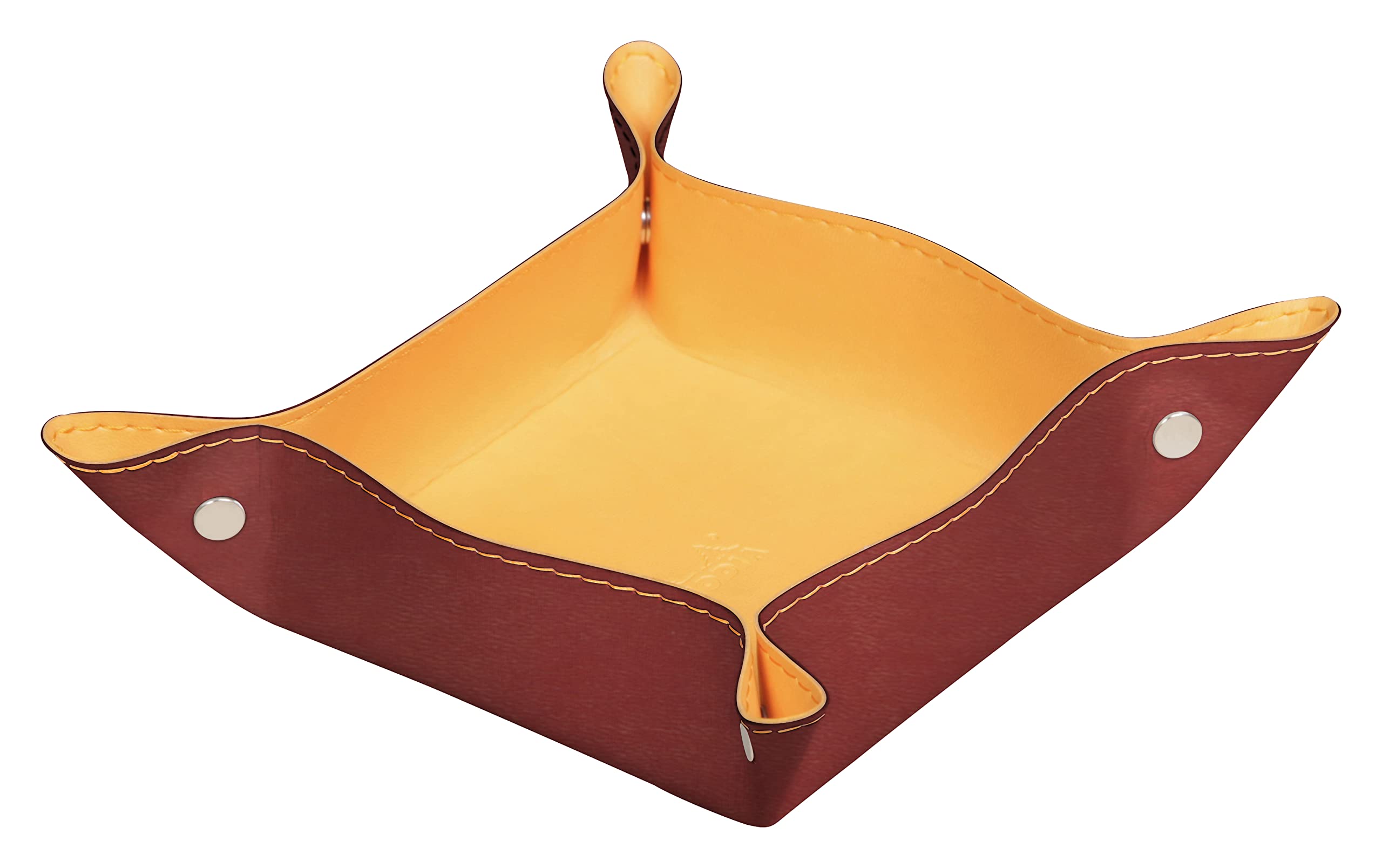 RHODIA 194588C, Nacarat Reversible Tidy Box, 12x12x4.5 cm, Orange Saddle Stitching, Magnetic Corners, Imitation Leather