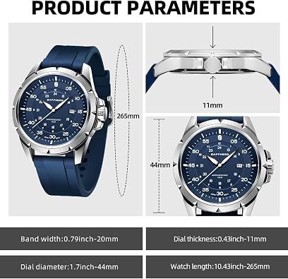 SAPPHERO Mens Watch 50M Waterproof Luminous Quartz Analog Watches with Date Display Casual Stylish Work Business Classic Silicone Strap Men's Wrist Watches Elegant Gifts for Men