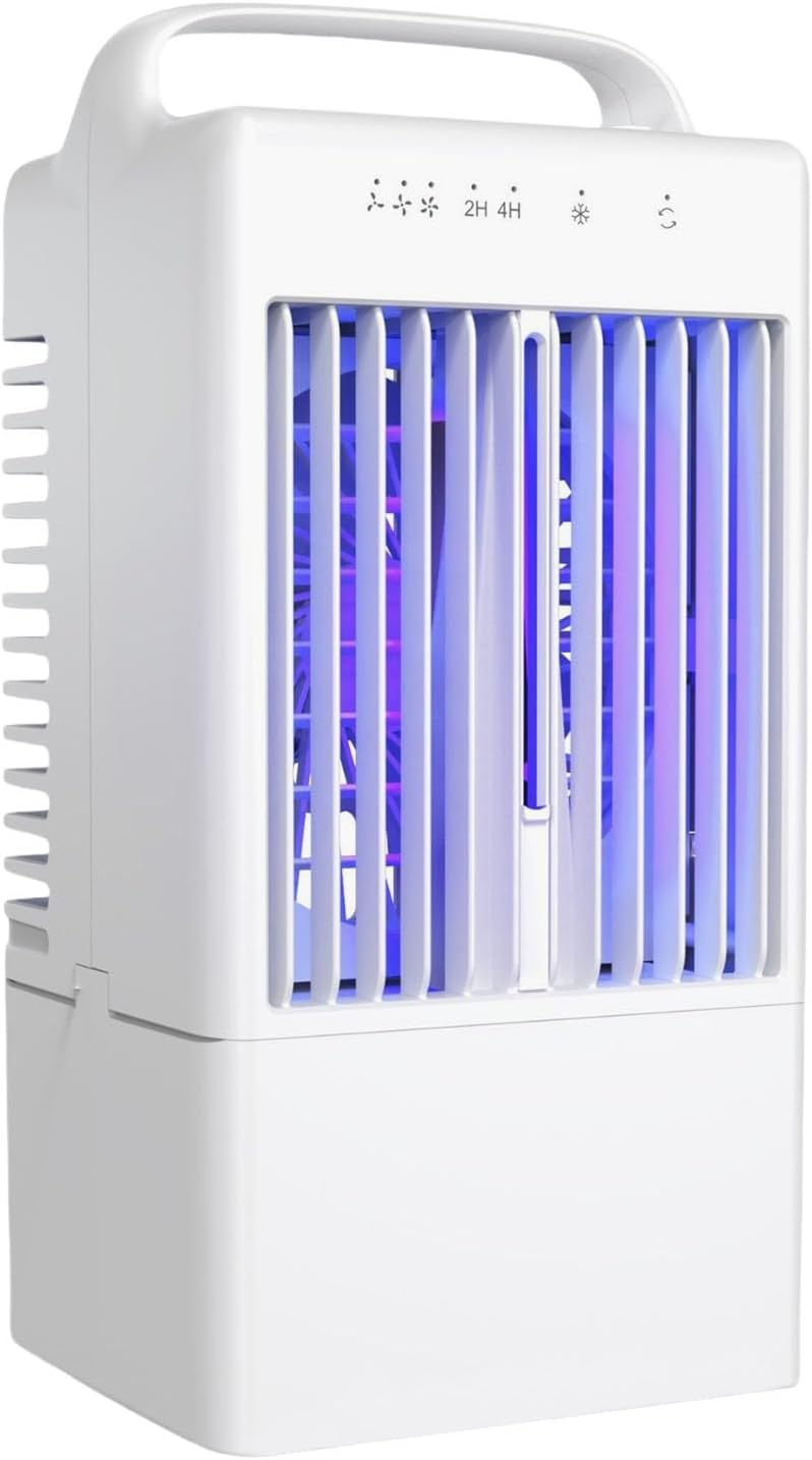 Small Air Conditioning Cooling Fan 3 Speed 4H Timer Cooling Radiator For Bedroom Room Outdoor Office Desk Bedroom Humidifying With Timer