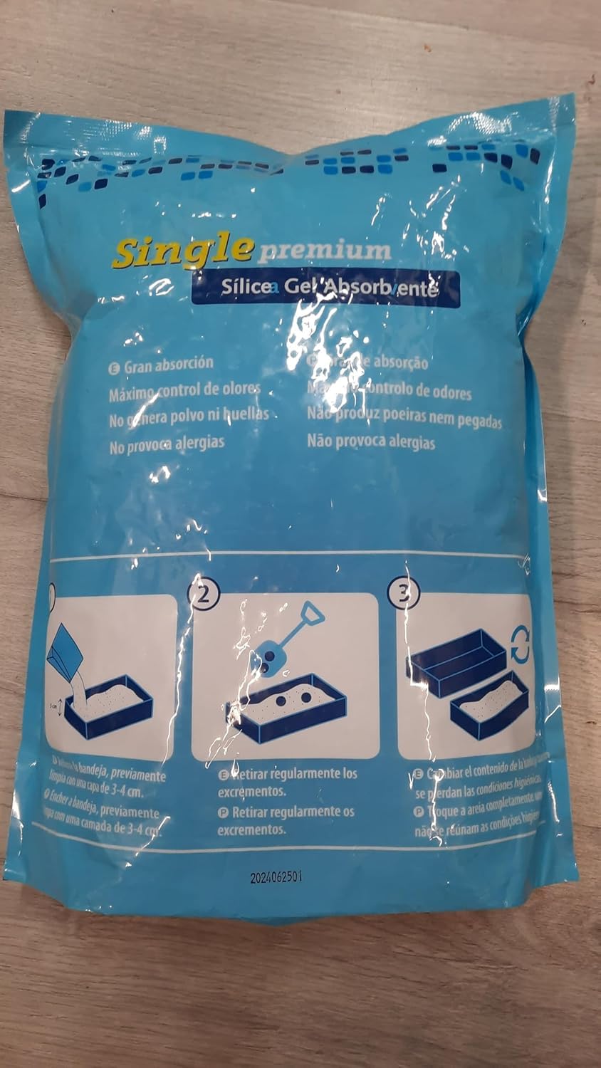 Sabbia di silice di gatto antibatterica Single Premium (confezione da 3 = 12 litri)