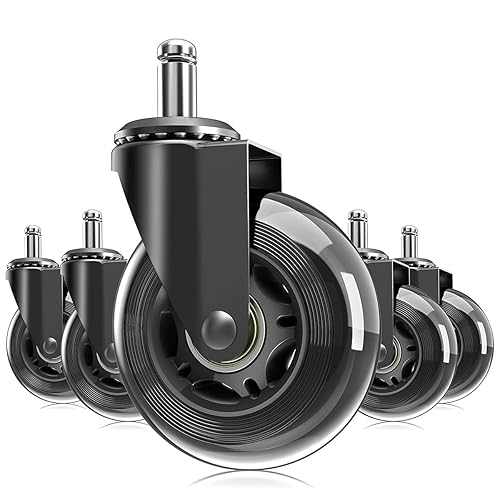 Ruedas giratorias de repuesto para silla de oficina de 3 pulgadas para madera dura, alfombra, azulejos, ajuste universal, vástago estándar de 716