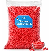 Cinnamon Heart Hard Candy 5 lb Bulk Bag Spicy Sweet Red Cinnamon Candy Hearts for Candy Buffets, Holiday Baking, Party Snacks & Gift Bags