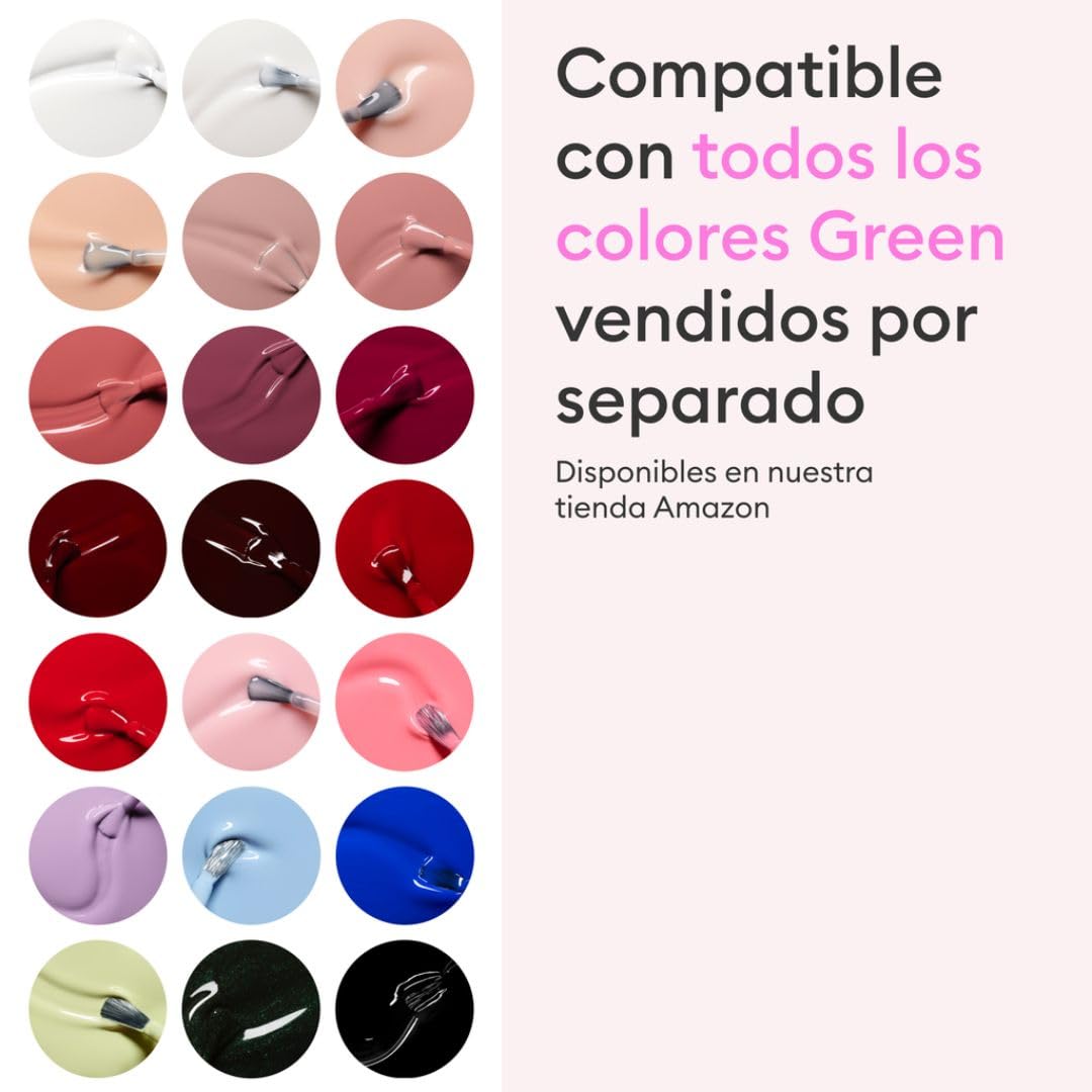 Manucurist Sistema Green™ Rosa (Hortencia) - Kit Pintauñas Profesional Secado Exprés: 1 Desengrasante, 1 Base Coat, 1 Esmalte Uñas Rosa, 1 Top Coat, Gotas Secantes - Regalos Originales para Mujer
