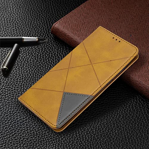 Étui en cuir pour Samsung Galaxy A12 et S21 | Housse portefeuille jaune